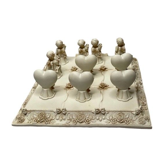 2004 Collectible Avon Ceramic Cherub Tic-Tac-Toe With Decorative Ceramic Board - Picture 5 of 7